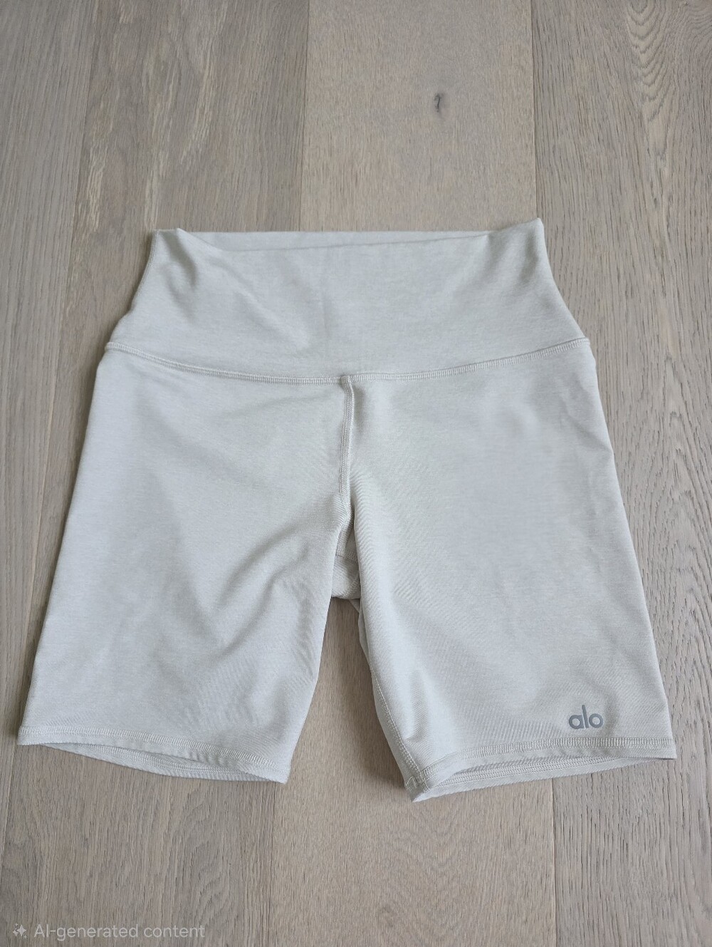 ALO Yoga Airbrush High-Waist Biker Short in Oatmeal Heather S